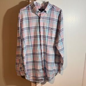 Vineyard Vines Men’s Large Tucker Long-Sleeve Pink/Blue Plaid Shirt |Gently Used